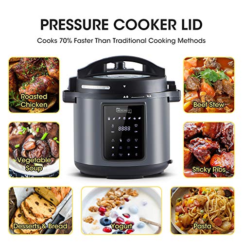 MICHELANGELO 6 QT Pressure Cooker Air Fryer Combo, All-in-1 Pressure Cooker with Air Fryer - Two Detachable Lids for Pressure Cooker, Pressure Fryer, Air Fryer, Rice,Slow Cooker,Steamer & Warmer - 6 Quart