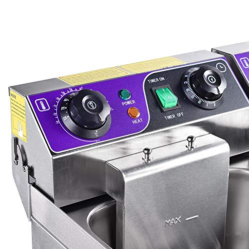 WeChef Commercial Dual Tanks Electric Deep Fryer with Basket Timers Drains Reset Button French Fry Restaurant 23.4L