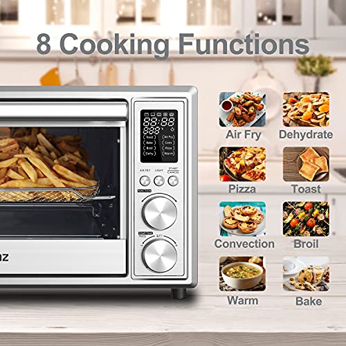 Galanz Combo 8-in-1 Air Fryer Toaster Oven, Convection Oven with Pizza & Dehydrator, 4 Accessories Included, 1800W, 26 Quart Large, Stainless Steel