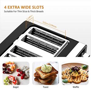 Gevi Toaster 4 Slice,Led Display Touchscreen Bagel Toaster with Dual Control Panels of Bagel/Reheat/Defrost/Cancel/Toasting One Slice/Longer Function,6 Shade Setting