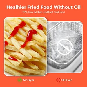 Kitcher3.5Qt Air Fryer LED Touch Digital Screen Hot Air Fryers Oven Oilless Cooker with Temperature Control 60 Minutes Timer Non-stick Fry Basket 50 Recipes Auto Shut Off Feature (White)