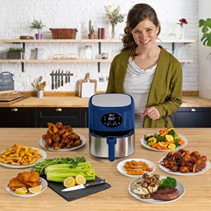 Deco Chef 3.7QT Digital Air Fryer with 6 Cooking Presets, LED Touch Controls, Adjustable Temperature and Time, Detachable Dishwasher Safe Non-Stick Basket, ETL Certified, Blue