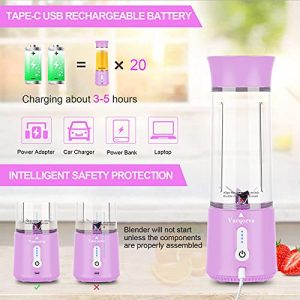 Portable Blender USB Rechargeable, Vaeqozva 2021 Pro 17 Oz Large Capacity Mini Blender for Shakes and Smoothies, Waterproof Personal Size Jucier for Travel, Home