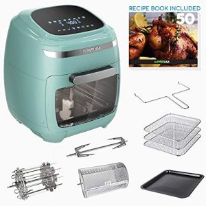 GoWISE USA GW77723 11.6-Quart Air Fryer Toaster Oven with Rotisserie & Dehydrator + 50 Recipes, Vibe Mint