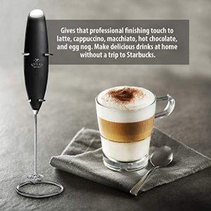 Zulay Milk Frother Complete Set Coffee Gift, Handheld Foam Maker for Lattes - Whisk Drink Mixer for Bulletproof Coffee, Mini Blender for Cappuccino, Frappe - Includes Frother, Stencils & Frothing Cup