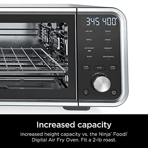 Ninja SP201 Digital Air Fry Pro Countertop 8-in-1 Oven with Extended Height, XL Capacity, Flip Up & Away Capability for Storage Space, with Air Fry Basket, Wire Rack & Crumb Tray, Silver