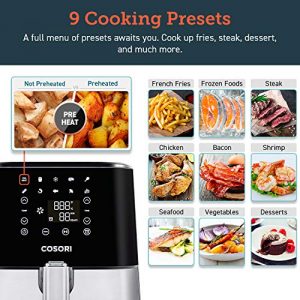 COSORI Stainless Steel Air Fryer (100 Recipes, Rack & 5 Skewers), 5.8Qt Large Air Fryers XL Oven Oilless Cooker & Air Fryer Accessories XL, Set of 6 Fit all 5.8Qt, 6Qt Air Fryer, FDA Compliant