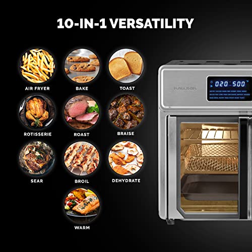 Kalorik MAXX® Complete Digital Air Fryer Oven AFO 50253 OW | 26 Quart 10-in-1 Countertop Toaster Oven Air Fryer Combo| Up to 500° | 14 Accessories & 60-recipe Cookbook | 21 presets | 1750W | Stainless Steel…