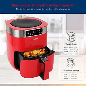 Aucma Air Fryer, 5.8QT Hot Air Fryers Oven, XL Electric Air Fryers Oven Cooker with 9 Cooking Preset, Digital Touch Screen Preheat & Nonstick Basket (Red)