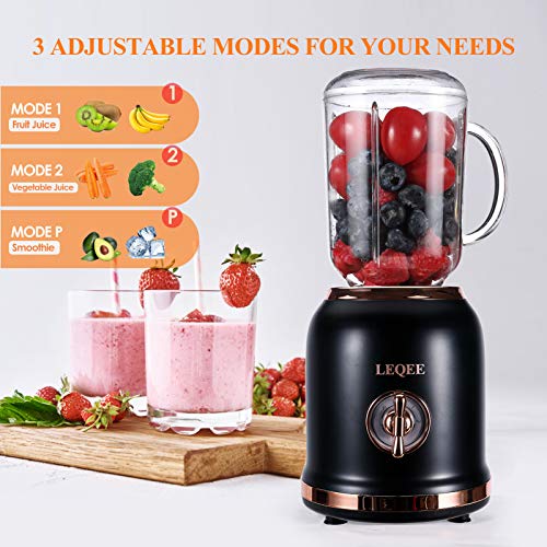 Smoothie Blender with 6 Sharp Blades, Personal Mini Blender for Shakes and Smoothies with 3 Adjustable Speeds, Blender for Kitchen with blending and grinding, BPA-free 3 Travel Cup & 27oz Mason Cup