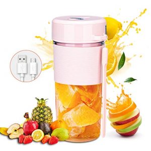 Mini Portable Juicer Blender, Lychee 12oz Cordless Juicer Cup USB Rechargeable Personal Fruit Mixer for Shakes Baby Travel Home Office Sports Outdoors (Pink)