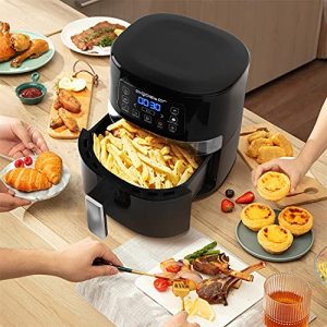 1500W Air Fryer 4.2QT, Aigostar 7-in-1 Digital Air Fryer with Viewing Window and Timer & Temperature Controls, One-Touch Presets, Nonstick Basket Oilless Hot Air Fryer Air Cooker, Black