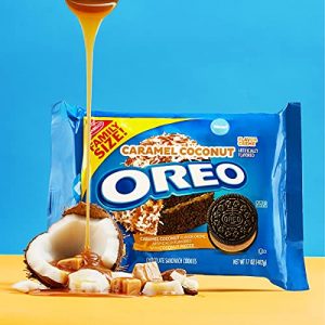 OREO Caramel Coconut Flavored Creme Chocolate Sandwich Cookies, Family Size, 17 oz