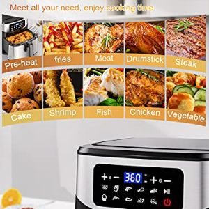 Acezoe Air Fryer 7.4 Quart , 9 Presets Electric Air Fryers Oven with Preheat, 1700-Watt Hot Air Fryers with LED Digital Touchscreen,Nonstick Basket,Recipes, Stainless Steel Large XL Vortex Air Fryers