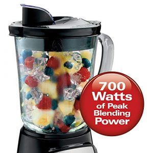 Hamilton Beach 58148A Blender to Puree - Crush Ice - and Make Shakes and Smoothies - 40 Oz Glass Jar - 12 Functions - Black and Stainless