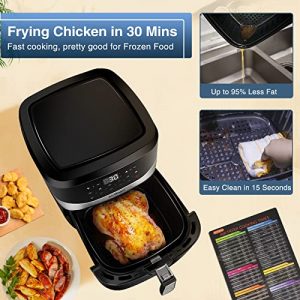 AirOpen Air Fryer 8QT Large Digital Airfryer - US Version XXL Oilless Hot Oven Cooker with 9 Cooking Functions Upgraded Touchscreen, 8 Quart Removable Non-Stick Basket, Black