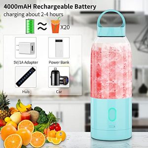 Portable Blender Electric, Likorlove Juicer Mixer Fruit Rechargeable Personal Size USB Home Jucie Blender Bottles 17 OZ for Shakes and Smoothie with Six Blades for Sports Travel Outdoors Mixing