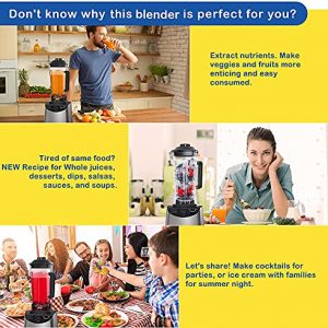 Blender 1400W,Professional Countertop Blender Smoothie Maker with 6 Blades, 68OZ Large Tritan Jar, BPA-Free, Anti-Slip 2 Modes for Home or commercial Use