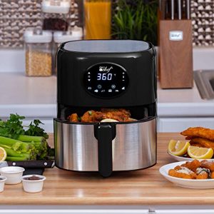 Deco Chef 3.7QT Digital Air Fryer with 6 Cooking Presets, LED Touch Controls, Adjustable Temperature and Time, Detachable Dishwasher Safe Non-Stick Basket, ETL Certified, Black