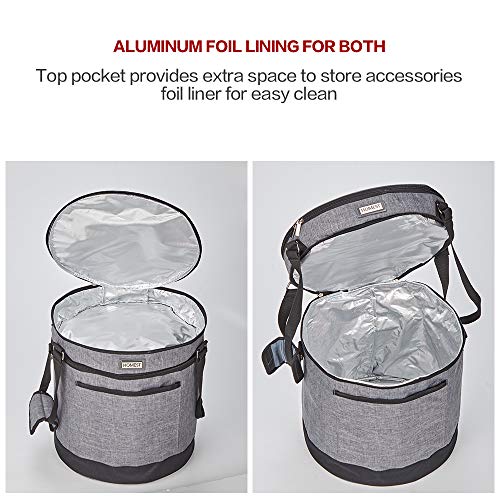 HOMEST 2 Compartments Carry Bag for 6 Quart Instant Pot, Pressure Cooker Travel Tote Bag Have Accessory Pockets for Spoon, Measuring Cup, Steam Rack, Insulated Carrier with Easy to Clean Lining, Grey