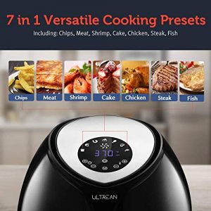 Ultrean Large Air Fryer 8.5 Quart, Electric Hot Air Fryers XL Oven Oilless Cooker with 7 Presets, LCD Digital Touch Screen and Nonstick Detachable Basket, UL Certified, Cook Book, 1-Year Warranty, 1700W (Black)