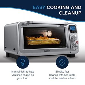 De'Longhi Livenza 9-in-1 Digital Air Fry Convection Toaster Oven, Grills, Broils, Bakes, Roasts, Keep Warm, Reheats, 1800-Watts + Cooking Accessories, Stainless Steel, 14L (.5 cu ft), EO141164M