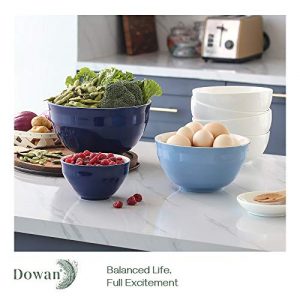 DOWAN Ceramic Mixing Bowls for Kicthen, Large Sering Bowls, 4.25/2/0.5 Qt, Set of 3, Versatile Nesting Salad Bowls for Space Saving Storage, Microwave & Dishwasher Safe, Great for Cooking, Baking