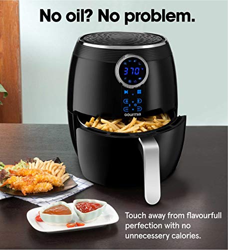 Gourmia GAF575 Digital Air Fryer - 5 QT / 4.7 Liter Capacity with Digital Touch LCD Display, RadiVection 360° Heat Circulation Technology and 2-tiered Cooking Racks
