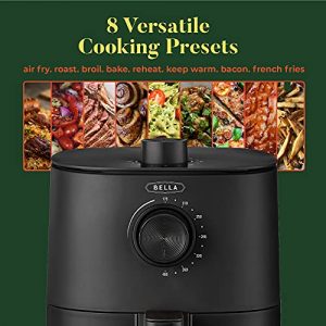 BELLA 2.9QT Manual Air Fryer, No Pre-Heat Needed, No-Oil Frying, Fast Healthy Evenly Cooked Meal Every Time, Removeable Dishwasher Safe Non Stick Pan and Crisping Tray for Easy Clean Up, Matte Black