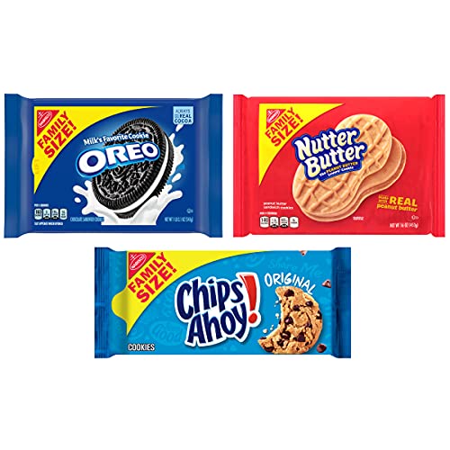 OREO, CHIPS AHOY! & Nutter Butter Cookies Variety Pack, Family Size, 3 Count (Pack of 1)