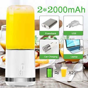 2022 Portable Blender, Personal Blender for Shakes and Smoothies, Smart Display Personal Size Blender with USB Rechargeable and 6 Blades, 15.2Oz Fruit Juice Mixer, Mini Blender for Sport Travel Office