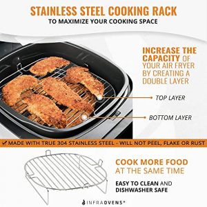 Air Fryer Accessories Compatible with Cosori, Chefman, Philips, Dash, Emeril Lagasse, Bella, Comfee, Nuwave® + More, Air Fryer Rack, Air Fryer Cheat Sheet Guides, Air Fryer Liners and Cleaner Brush