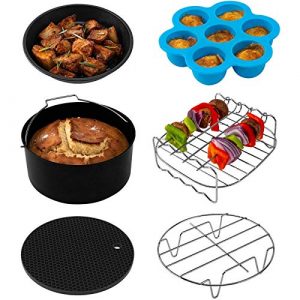 COSORI Air Fryer Toaster oven, 12-in-1, 26.4QT & Air Fryer Accessories, Set of 6 Fit for Most 3.7Qt and Larger Oven Cake & Pizza Pan, Metal Holder, Skewer Rack & Skewers, etc, BPA Free