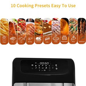 Fit Choice 12.7 Quart 10 in 1 XLarge Capacity Air Fryer Oven, 10 Accessories, 10 Easy Presets W/ Digital Touch Screen Controls & Integrated Digital Temperature Probe, Advanced Program, Sear, Stage, Preheat, Delay, Warm, Rotisserie, W/Light, Come W/ Never Rust Stainless Steel Crisper Trays, Drip Tray, Round Basket, Rotisserie Shaft, Skewers Racks, Rotisserie Spit Assembly & Insertion, Rotisserie Fetch Tool, Fry Basket Handle, 8 Recipes, ETL Approved 180°F-400°F, 120V, 1700W (Gold)