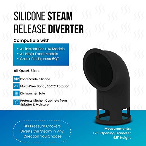 Steam Release Diverter, 360 Rotation Silicone Steam Diverter for Instant Pot LUX, SV, Evo, Ninja Foodi, Crockpot, Power Cooker XL, 3 6 8 Quart IP, Pressure Cooker Accessories