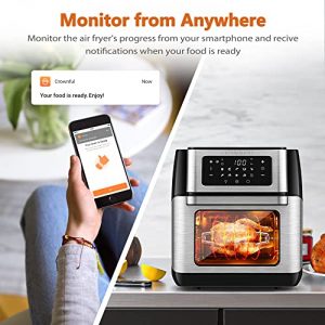 CROWNFUL Smart Air Fryer Toaster Oven Combo, 10.6 Quart WiFi Convection Roaster with Rotisserie & Dehydrator, Accessories and Recipe Included, Works with Alexa & Google Assistant
