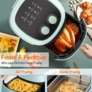 ALLCOOL Air Fryer 4.5 QT Airfryer Classic Timer and Temperature Control Easy to Use with 8 Cooking References Nonstick Tray Suitable for Families of 2–4 Kitchen Gifts Air Fryers Blue