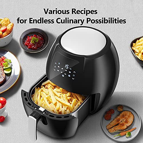 Air Fryer 7.4 QT Large Capacity with 7 in 1 Menus LED Touch Screen Adjustable Time/Temp Control Air Fryers for Home Use Oil-Free Cooking 1800W Electric