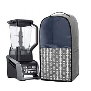 Yarwo Visible Blender Dust Cover Compatible with Ninja Foodi Blender, Small Appliance Cover with Pockets and Top Handle, Gray with Arrow (Cover Only, Patent Pending)