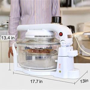 Convection Oven, Glass Bowl Container, Air Fryer Toast Oven Oil Free XL Electric Countertop Ovens Air Frier, Digital Turbo, White, 13QT