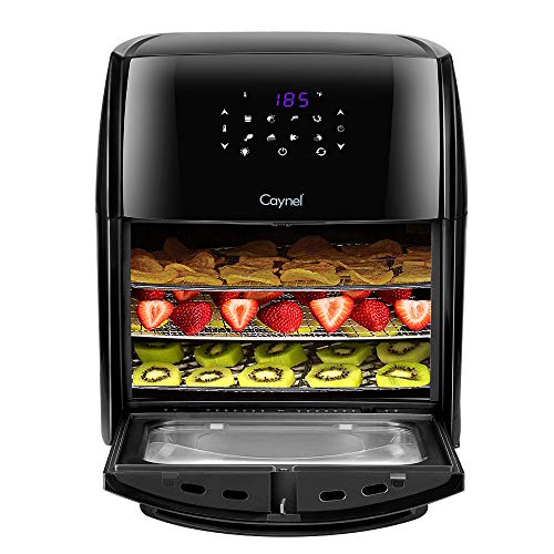 Caynel 12.7 Quart Digital Air Fryer with Rotisserie, Dehydrator, Convection Oven, 8 Presets to Air Fry, Roast, Dehydrate, Bake & More, Glass Viewing Window, Accessory Kit and Recipe Book Included, Large Capacity, 1700W
