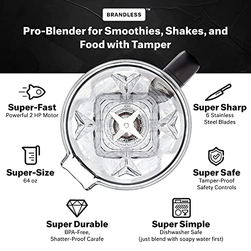Brandless Pro-Blender for Kitchen - 9-Speed Blender for Shakes and Smoothies, Nut Butters, Soups, Dips, Hummus, Milks - Versatile Kitchen Appliance with 2 HP Motor - 64oz BPA-Free Tritan Blender Carafe