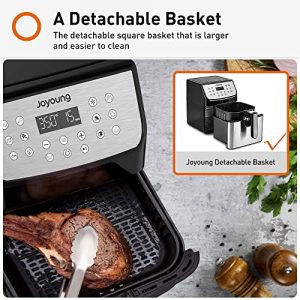 JOYOUNG Air Fryer 5.8QT Detachable Double Basket Air Fryers 1700W 13-in-1 Presets Airfryer One Touch LED Touchscreen Air Fryer Toaster Oven with Recipe