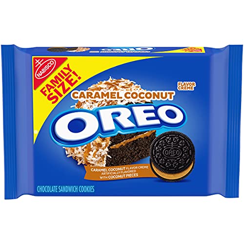 OREO Caramel Coconut Flavored Creme Chocolate Sandwich Cookies, Family Size, 17 oz
