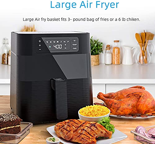 5.8 QT, 1700W Air Fryer Stainless Steel Electric Hot Air Fryers Oven, 7 Cooking Presets, Nonstick Basket Oilless Cooker for Roasting/Baking/Grilling