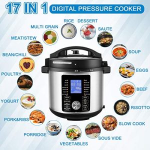 17-in-1 Pressure Cooker, 6QT Electric Pressure Cooker Air Fryer Combo, 1500W Instapot with Dual Control Panel/Two Detachable Lids for Steamer Slow Cooker Air Fryer Broil Dehydrate, Included Basket Rack/ Recipe Book
