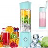 Portable Mini Blender Personal Juicer Cup Travel Smoothie Maker with 3D 6 Blades ,Wireless USB Rechargeable Fruit Juice Mixer 100W 480ML,with 4000mAh Battery for Outdoors,Home,Office,Sports Blue