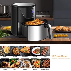 LLIVEKIT 10-In-1 Air Fryer Large Family Size 7 Quart Hot Air Fryer Oil Free Digital Touchscreen Basket Style Air Fryer with Recipe Book