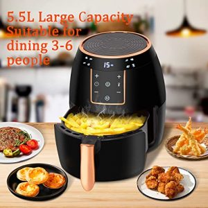 Yensong Air Fryer 5.8QT,Digital Touch Screen &Temperature Control,Non-stick Frying Basket,Free Recipes,Timer and Auto Shut off,1300W(Black)