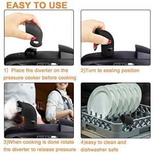 Lid Stand Silicone Lid Holder Accessories and Steam Release Diverter Set, 2 in 1 Kitchen Accessory Compatible with Ninja Foodi Pressure Cooker and Air Fryer 5 Qt, 6.5 Qt and 8 Quart (Black)